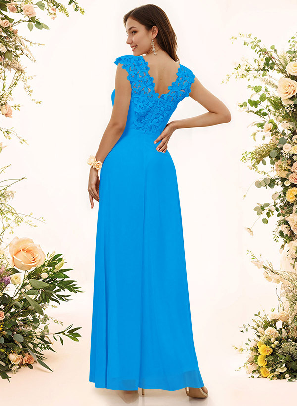 Sheath Sweetheart Sleeveless Floor-Length Chiffon Bridesmaid Dresses With Lace, product image 27