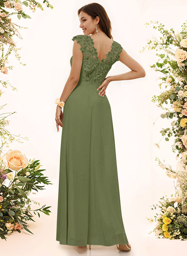 Sheath Sweetheart Sleeveless Floor-Length Chiffon Bridesmaid Dresses With Lace, product image 189