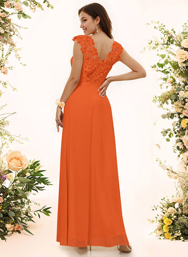 Sheath Sweetheart Sleeveless Floor-Length Chiffon Bridesmaid Dresses With Lace, product image 165