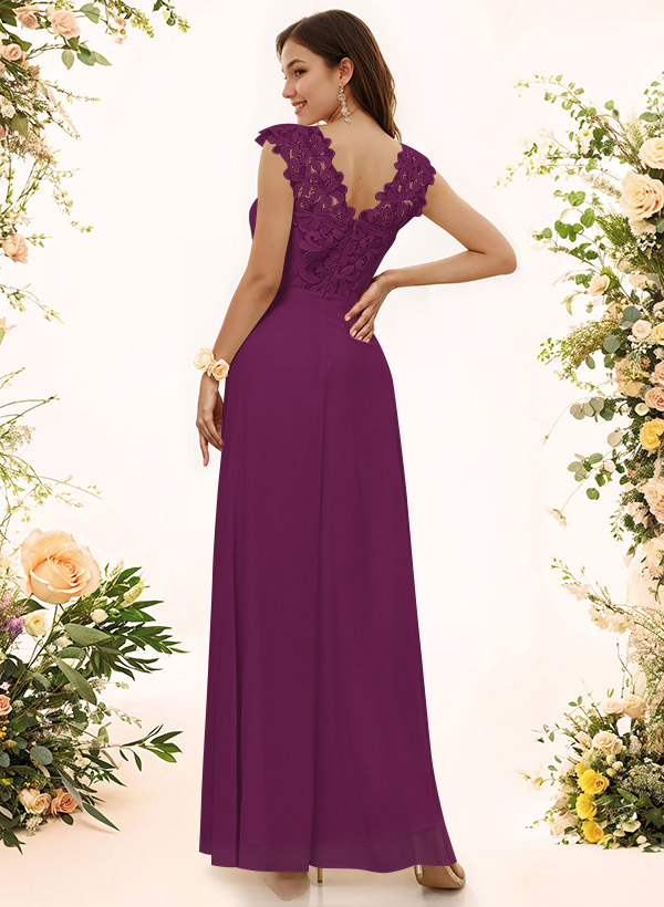 Sheath Sweetheart Sleeveless Floor-Length Chiffon Bridesmaid Dresses With Lace, product image 117