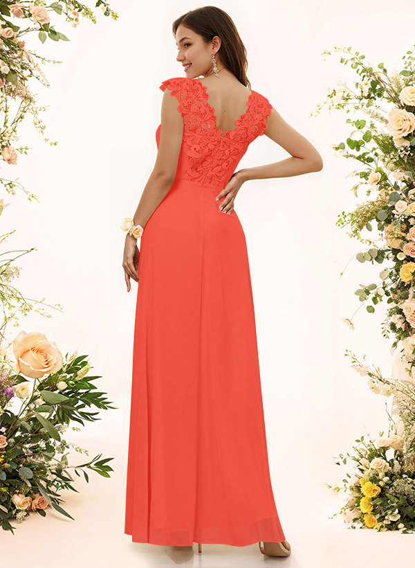 Sheath Sweetheart Sleeveless Floor-Length Chiffon Bridesmaid Dresses With Lace, product image 168
