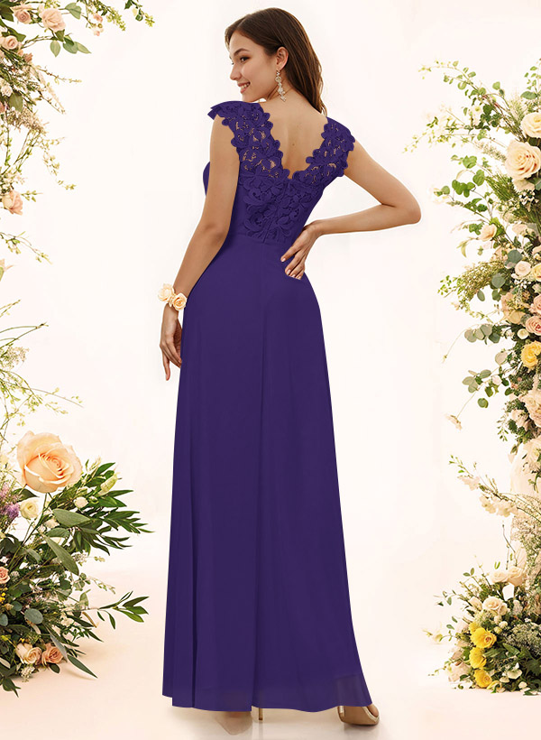 Sheath Sweetheart Sleeveless Floor-Length Chiffon Bridesmaid Dresses With Lace, product image 126