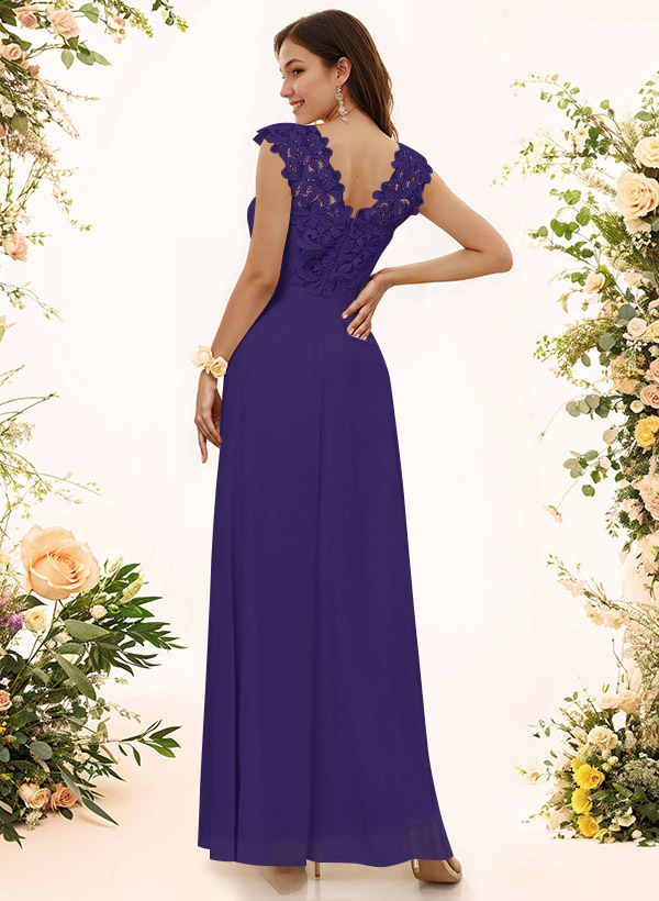 Sheath Sweetheart Sleeveless Floor-Length Chiffon Bridesmaid Dresses With Lace, product image 126