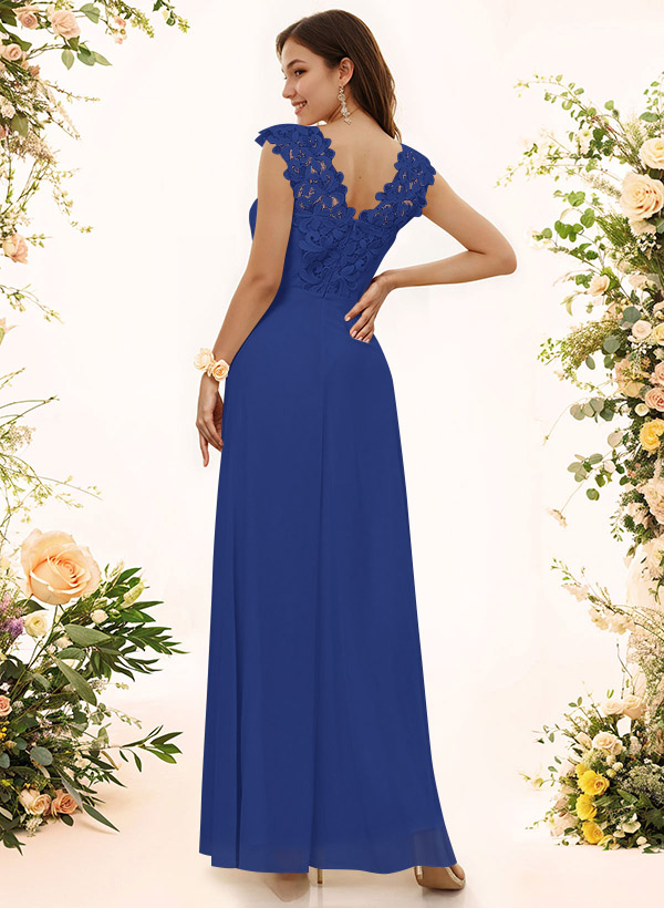 Sheath Sweetheart Sleeveless Floor-Length Chiffon Bridesmaid Dresses With Lace, product image 24