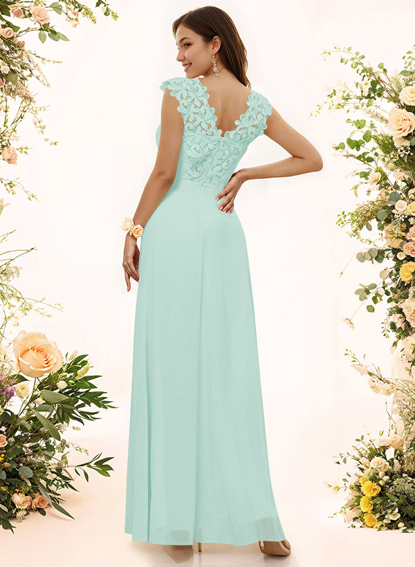 Sheath Sweetheart Sleeveless Floor-Length Chiffon Bridesmaid Dresses With Lace, product image 144