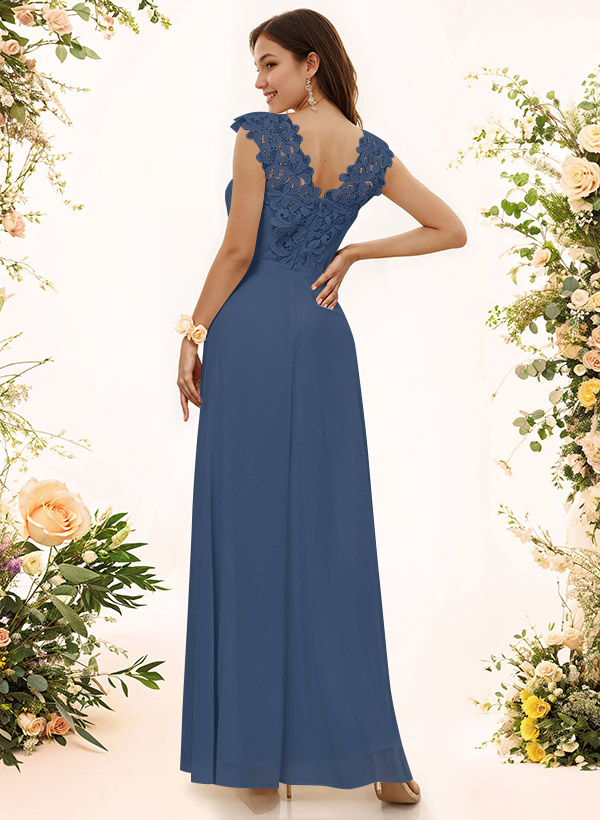 Sheath Sweetheart Sleeveless Floor-Length Chiffon Bridesmaid Dresses With Lace, product image 15