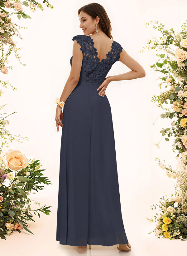 Sheath Sweetheart Sleeveless Floor-Length Chiffon Bridesmaid Dresses With Lace, product image 18