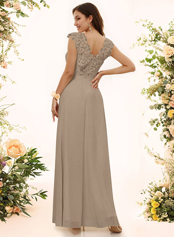 Sheath Sweetheart Sleeveless Floor-Length Chiffon Bridesmaid Dresses With Lace, product image 156