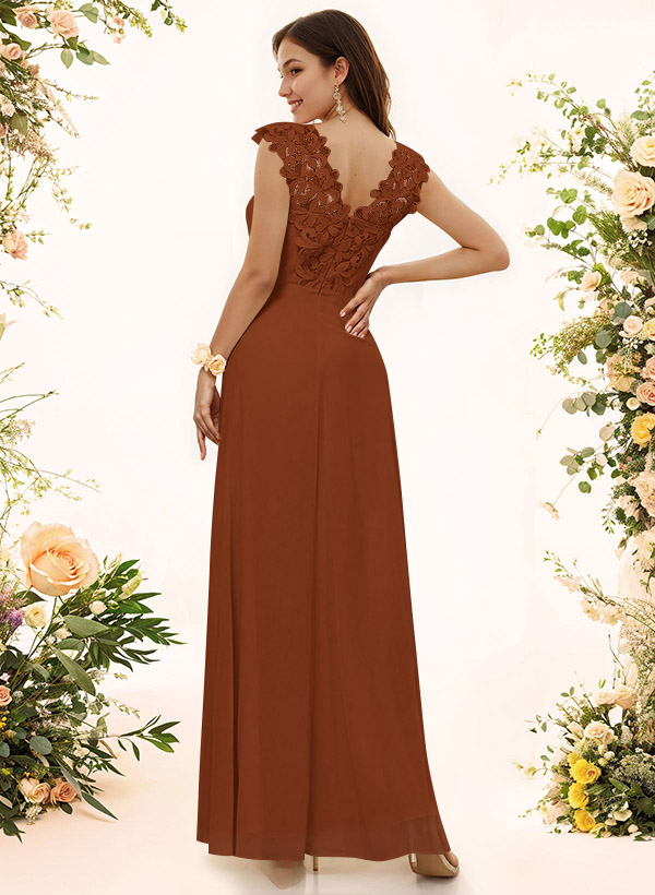 Sheath Sweetheart Sleeveless Floor-Length Chiffon Bridesmaid Dresses With Lace, product image 210