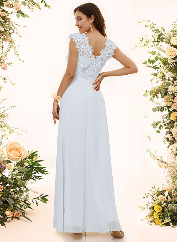 Sheath Sweetheart Sleeveless Floor-Length Chiffon Bridesmaid Dresses With Lace, product image 177