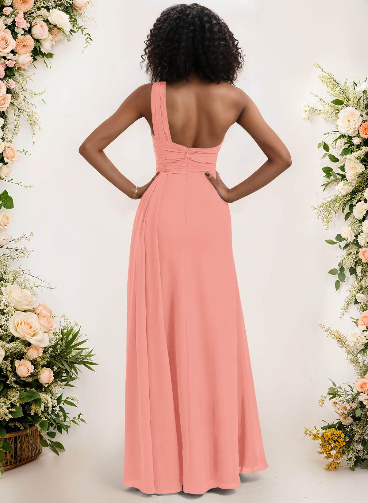 A-Line One-Shoulder Sleeveless Chiffon Bridesmaid Dresses With High Split, product image 75