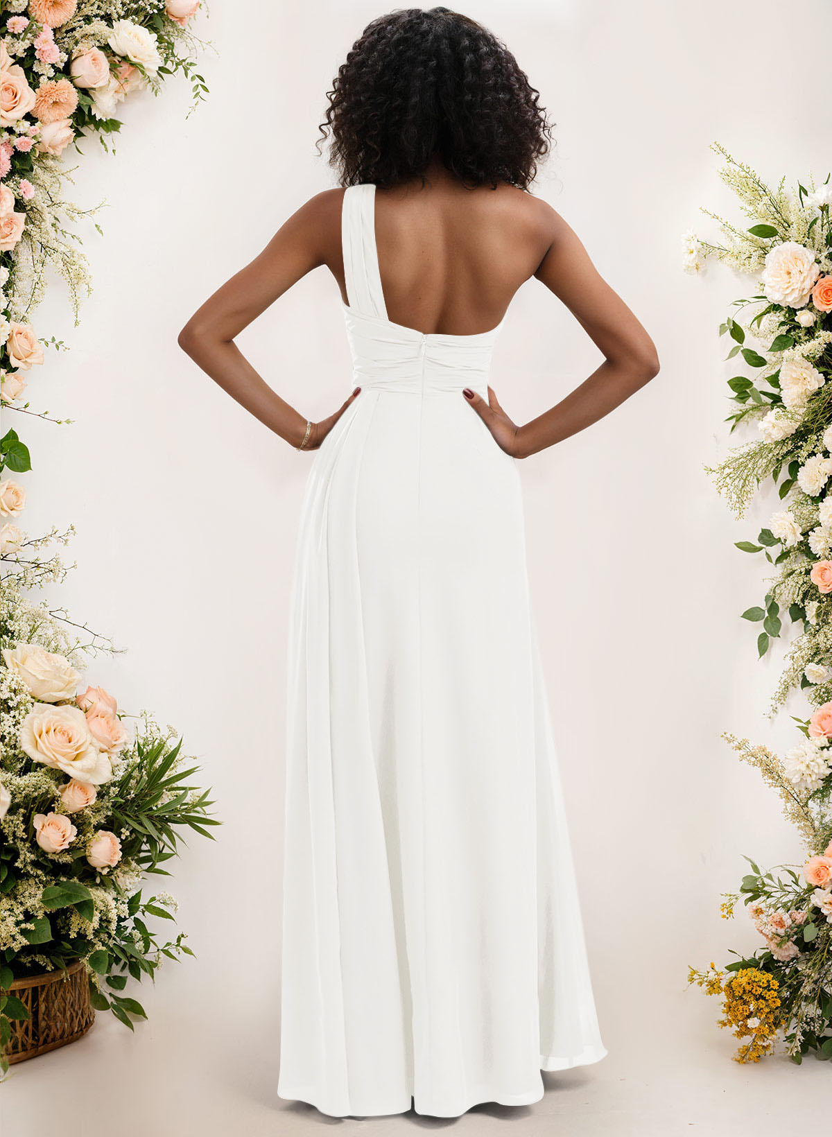 A-Line One-Shoulder Sleeveless Chiffon Bridesmaid Dresses With High Split, product image 165