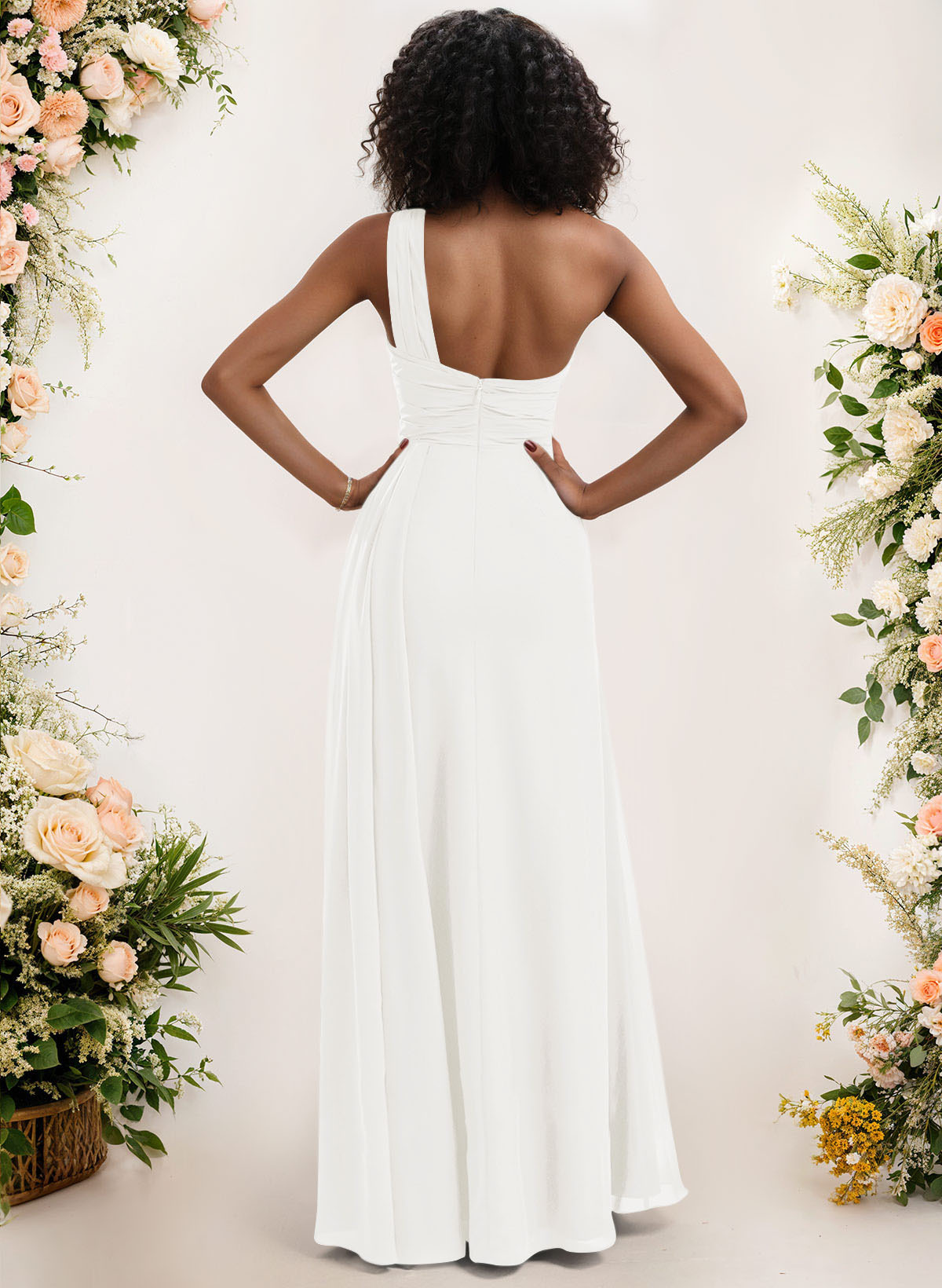 A-Line One-Shoulder Sleeveless Chiffon Bridesmaid Dresses With High Split, product image 165