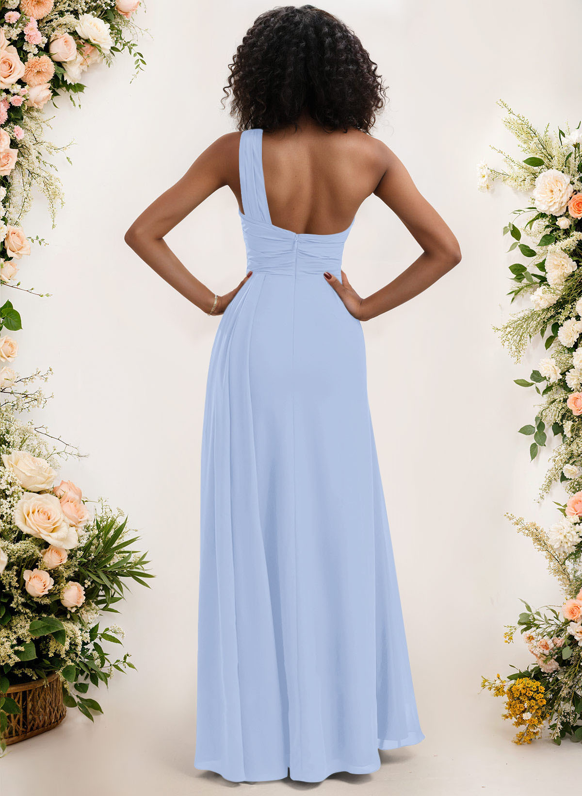 A-Line One-Shoulder Sleeveless Chiffon Bridesmaid Dresses With High Split, product image 99