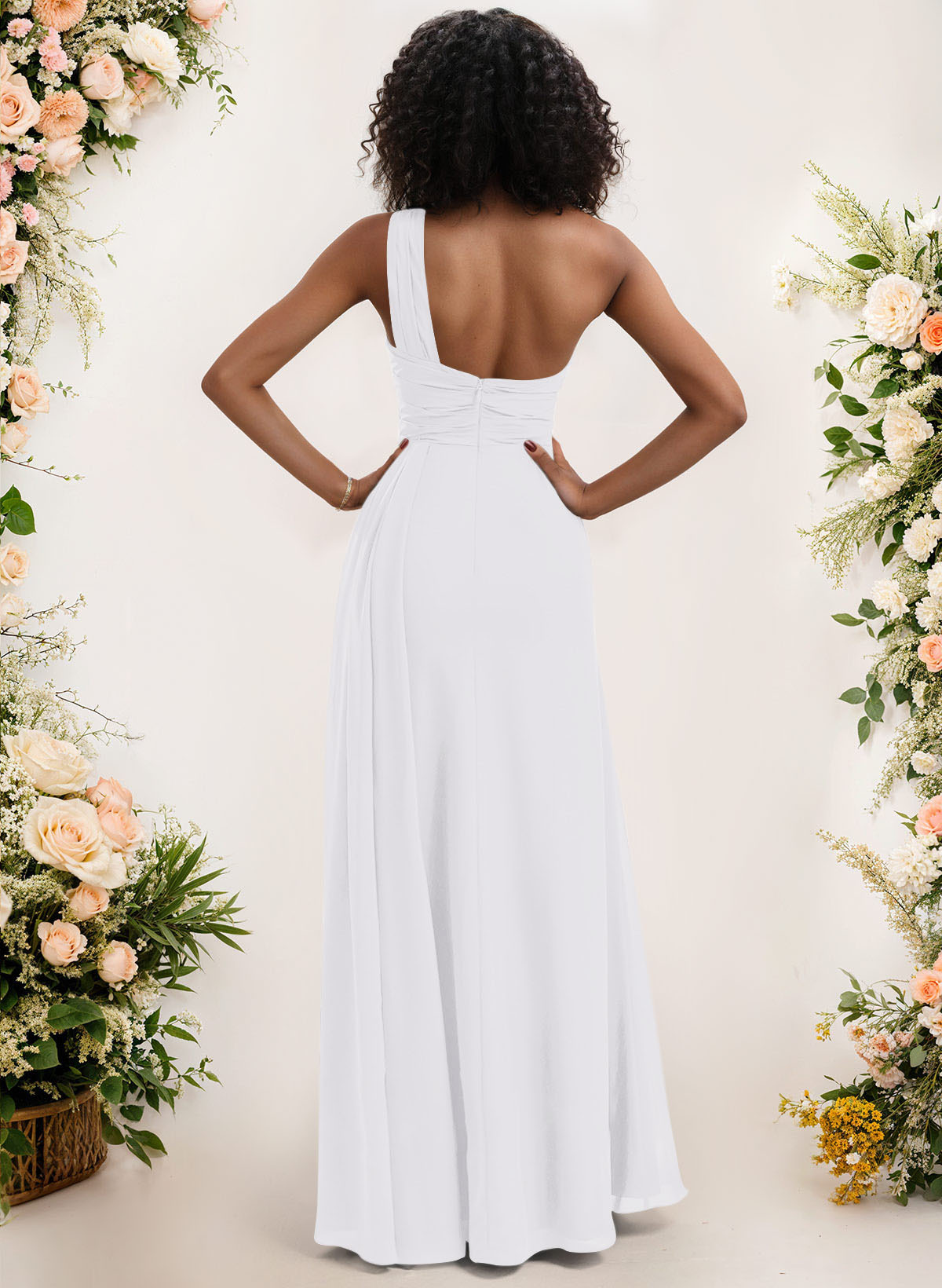 A-Line One-Shoulder Sleeveless Chiffon Bridesmaid Dresses With High Split, product image 168