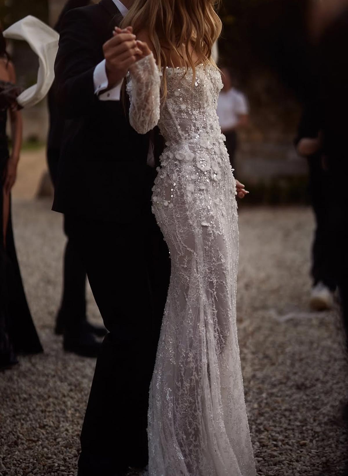 Sparkle & Shine Flower(s) Off-The-Shoulder Long Sleeves Mermaid Sweep Train Lace/Sequined Wedding Dresses, product image 4