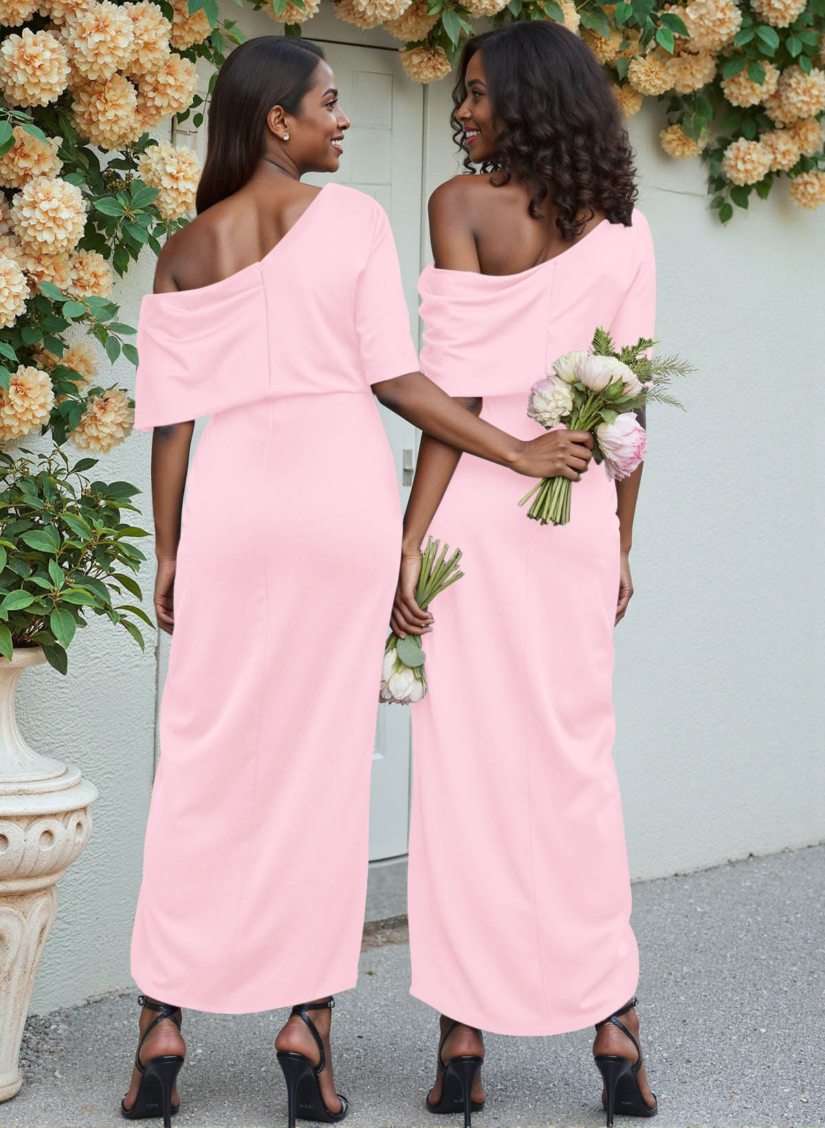 Sheath/Column Asymmetrical Sleeveless Satin Bridesmaid Dresses With Ruffle, product image 87
