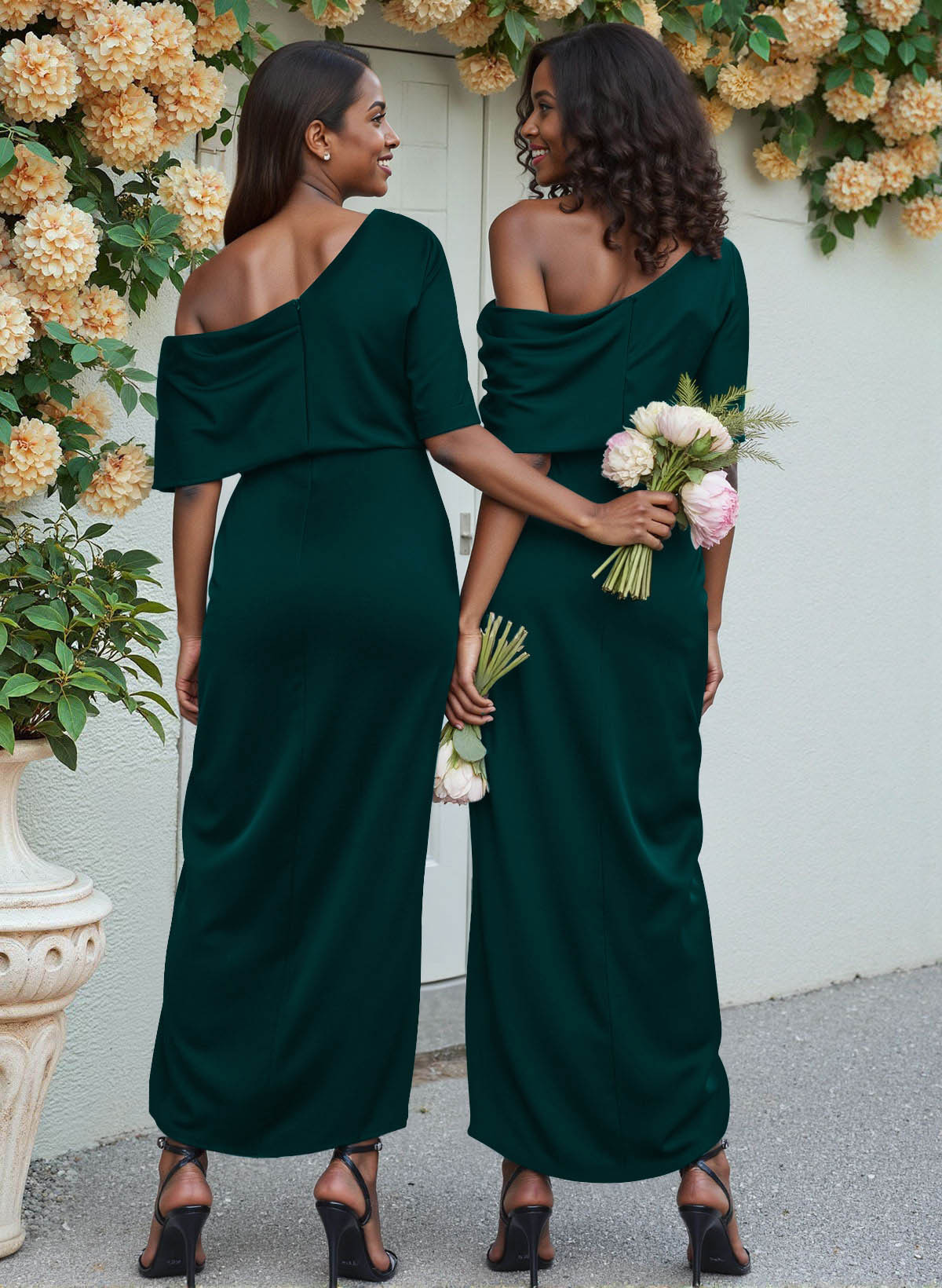 Sheath/Column Asymmetrical Sleeveless Satin Bridesmaid Dresses With Ruffle, product image 183