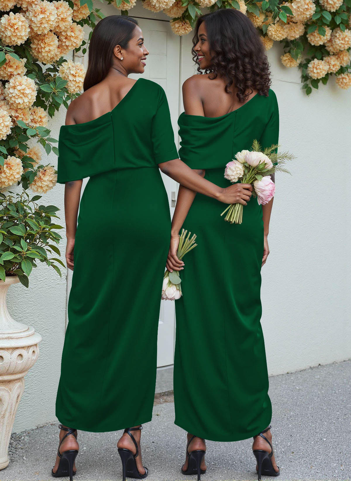 Sheath/Column Asymmetrical Sleeveless Satin Bridesmaid Dresses With Ruffle, product image 191