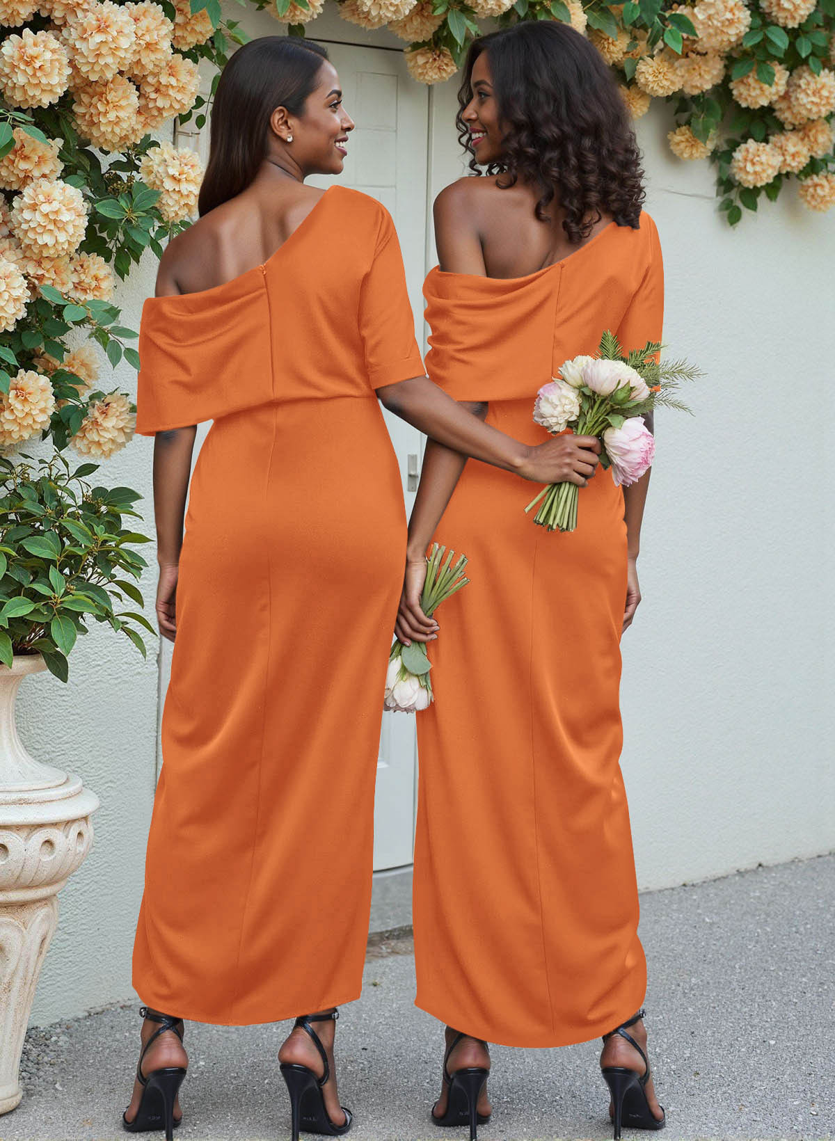 Sheath/Column Asymmetrical Sleeveless Satin Bridesmaid Dresses With Ruffle, product image 231