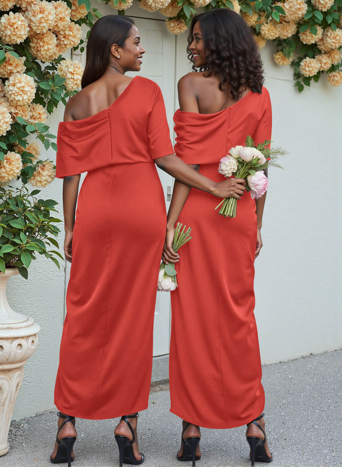 Sheath/Column Asymmetrical Sleeveless Satin Bridesmaid Dresses With Ruffle, product image 239