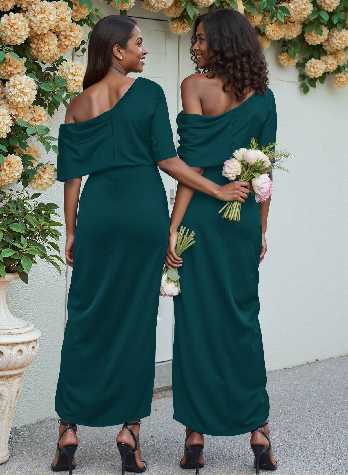 Sheath/Column Asymmetrical Sleeveless Satin Bridesmaid Dresses With Ruffle, product image 179