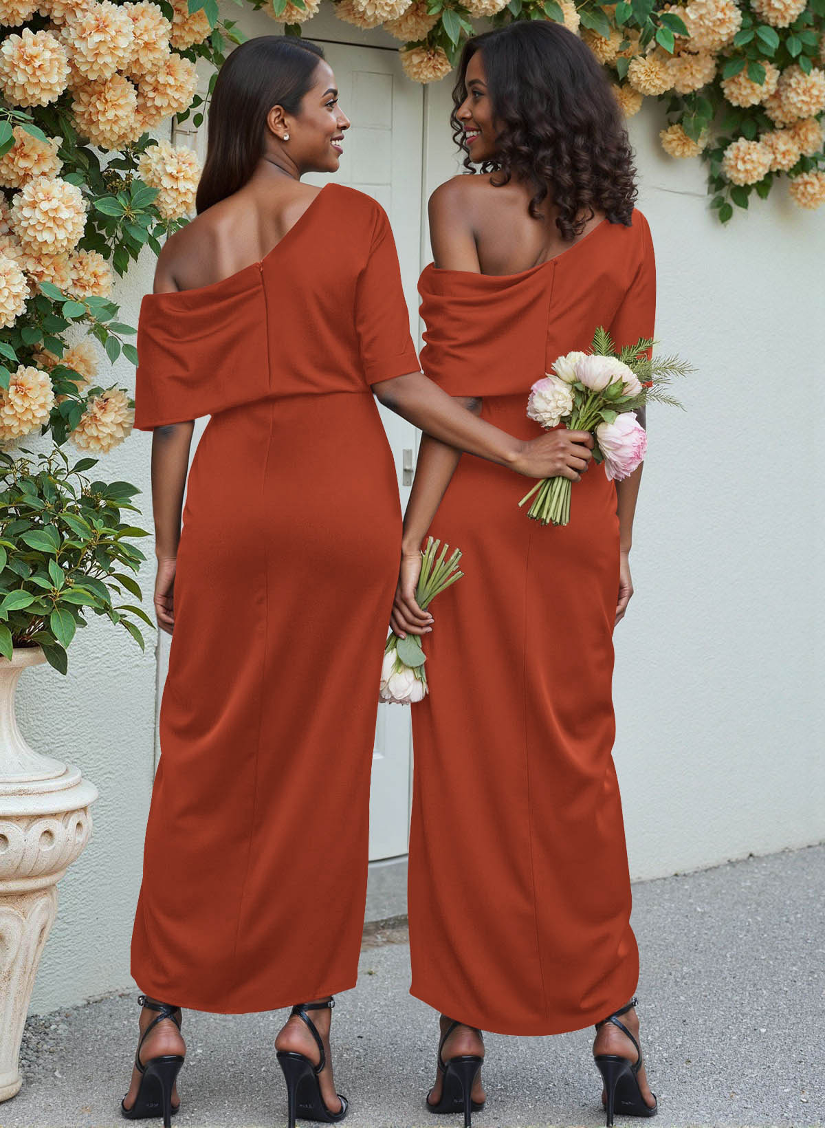 Sheath/Column Asymmetrical Sleeveless Satin Bridesmaid Dresses With Ruffle, product image 267