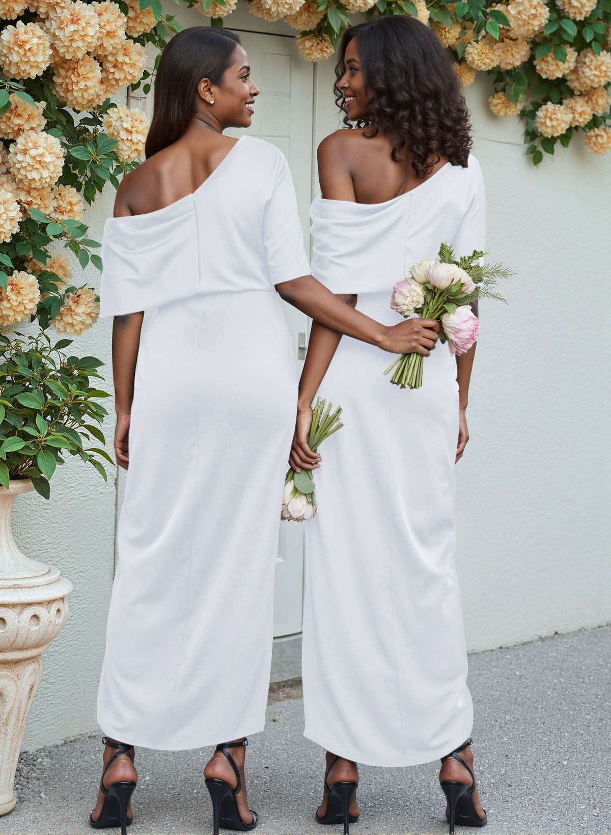 Sheath/Column Asymmetrical Sleeveless Satin Bridesmaid Dresses With Ruffle, product image 251