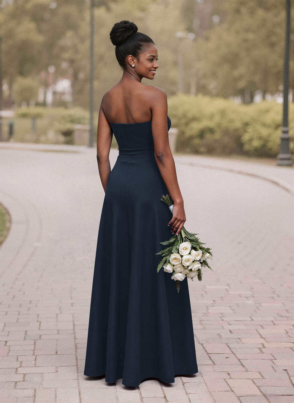 A-Line Sweetheart Sleeveless Satin Bridesmaid Dresses With Bow(s)/High Split