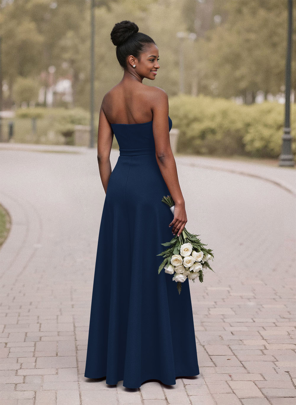 A-Line Sweetheart Sleeveless Satin Bridesmaid Dresses With Bow(s)/High Split