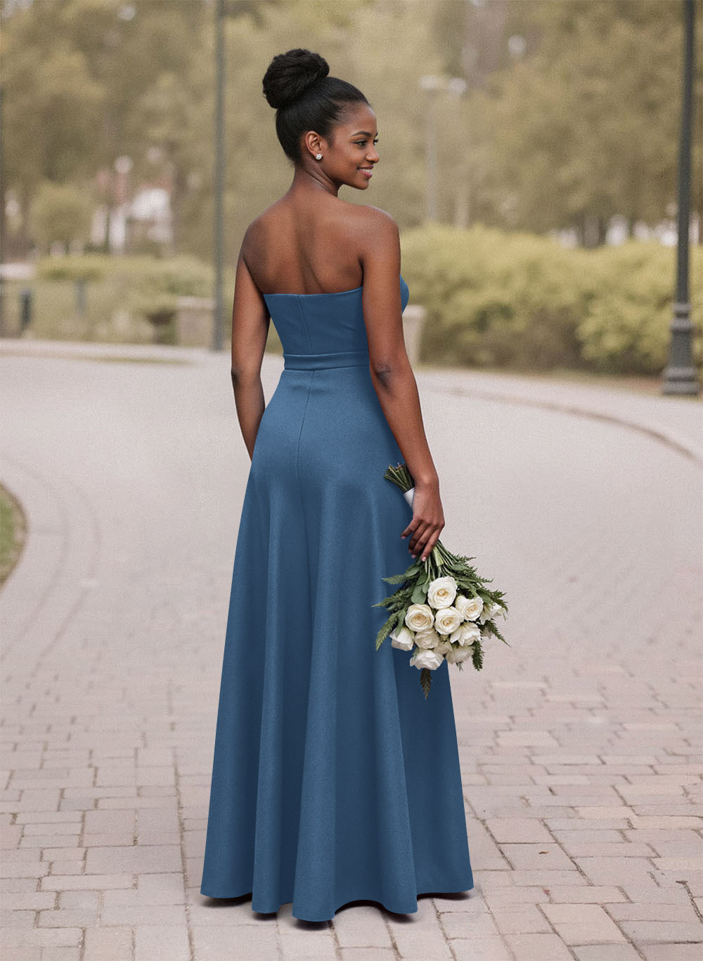A-Line Sweetheart Sleeveless Satin Bridesmaid Dresses With Bow(s)/High Split