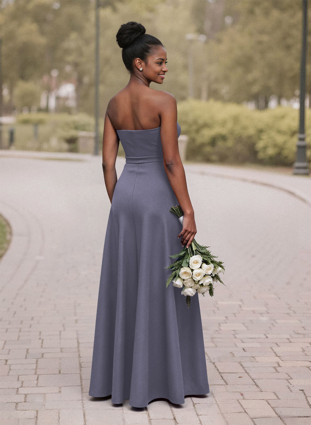 A-Line Sweetheart Sleeveless Satin Bridesmaid Dresses With Bow(s)/High Split