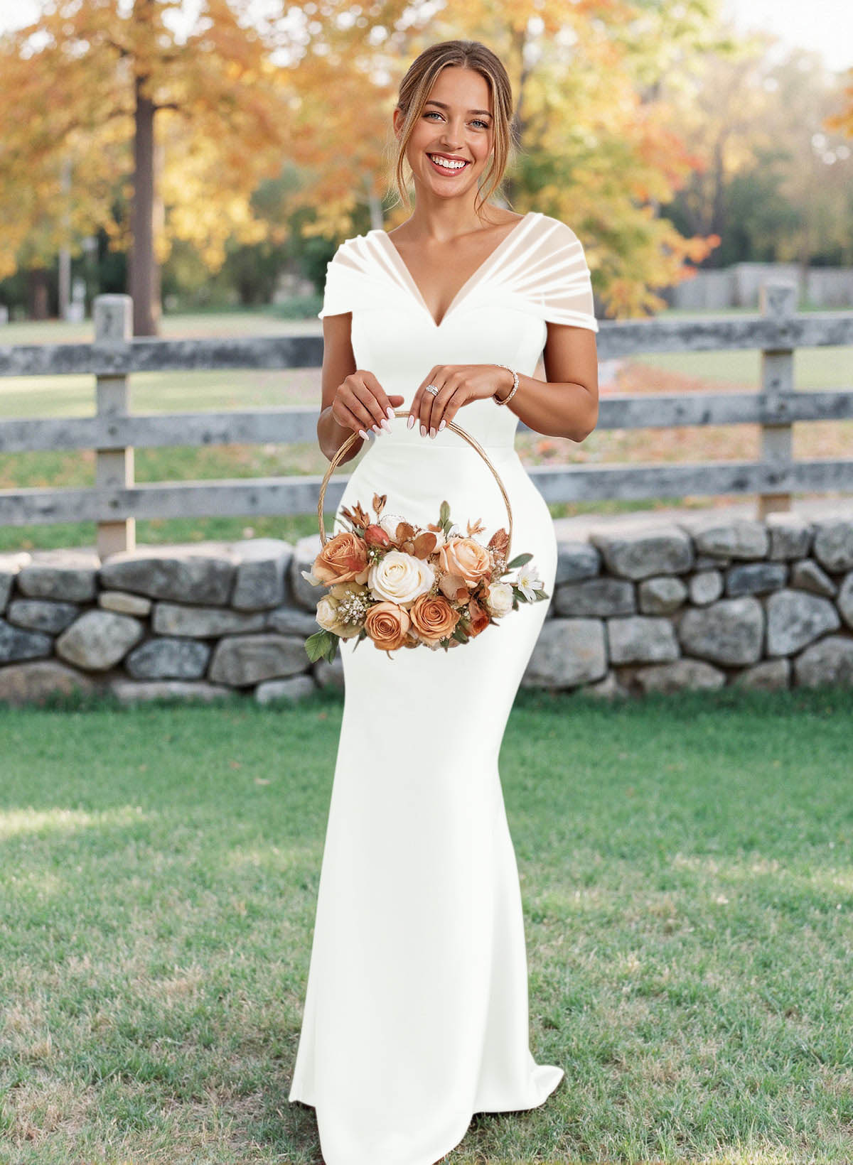 Elegant V-Neck Floor-Length Mermaid Satin/Tulle Bridesmaid Dresses, product image 65