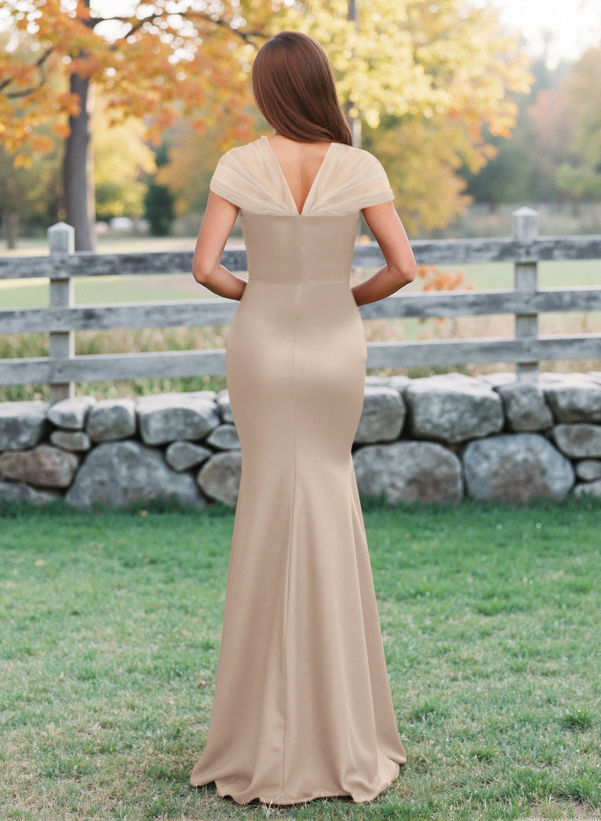 Elegant V-Neck Floor-Length Mermaid Satin/Tulle Bridesmaid Dresses, product image 177