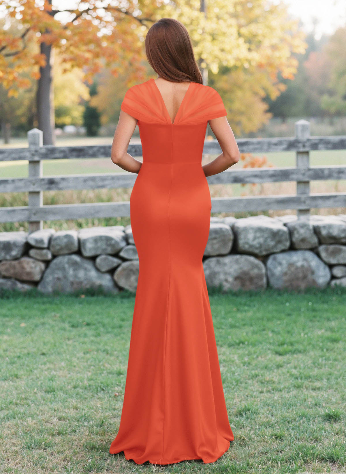 Elegant V-Neck Floor-Length Mermaid Satin/Tulle Bridesmaid Dresses, product image 18