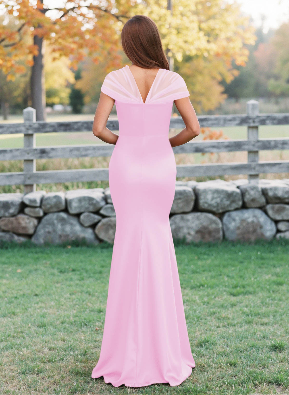 Elegant V-Neck Floor-Length Mermaid Satin/Tulle Bridesmaid Dresses, product image 138