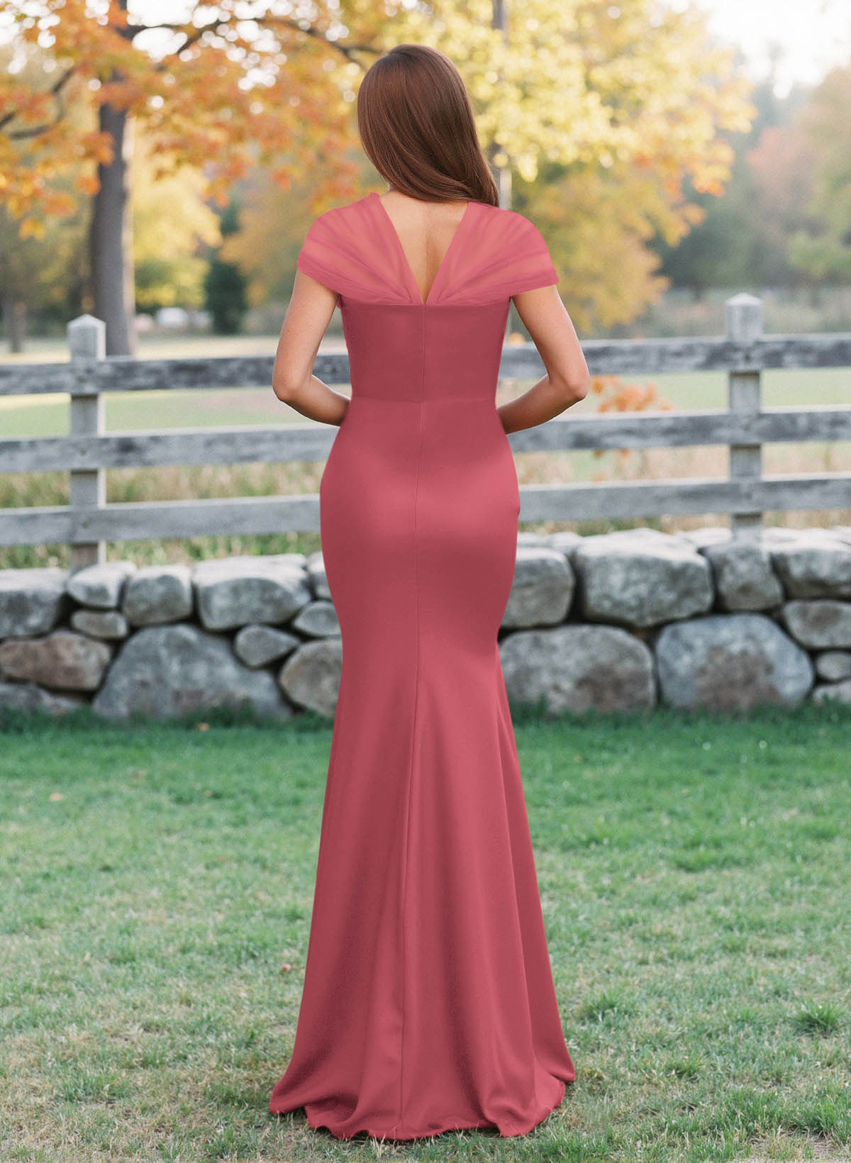 Elegant V-Neck Floor-Length Mermaid Satin/Tulle Bridesmaid Dresses, product image 150