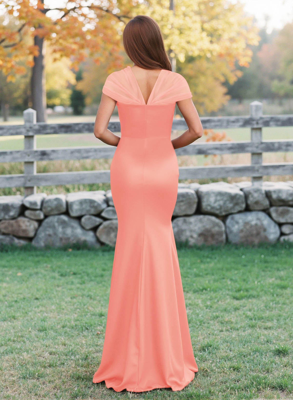 Elegant V-Neck Floor-Length Mermaid Satin/Tulle Bridesmaid Dresses, product image 135