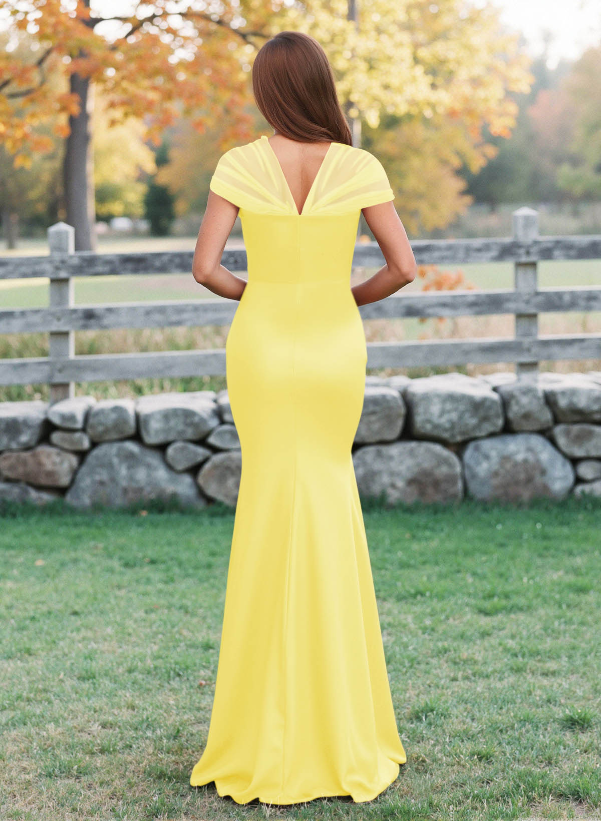 Elegant V-Neck Floor-Length Mermaid Satin/Tulle Bridesmaid Dresses, product image 30