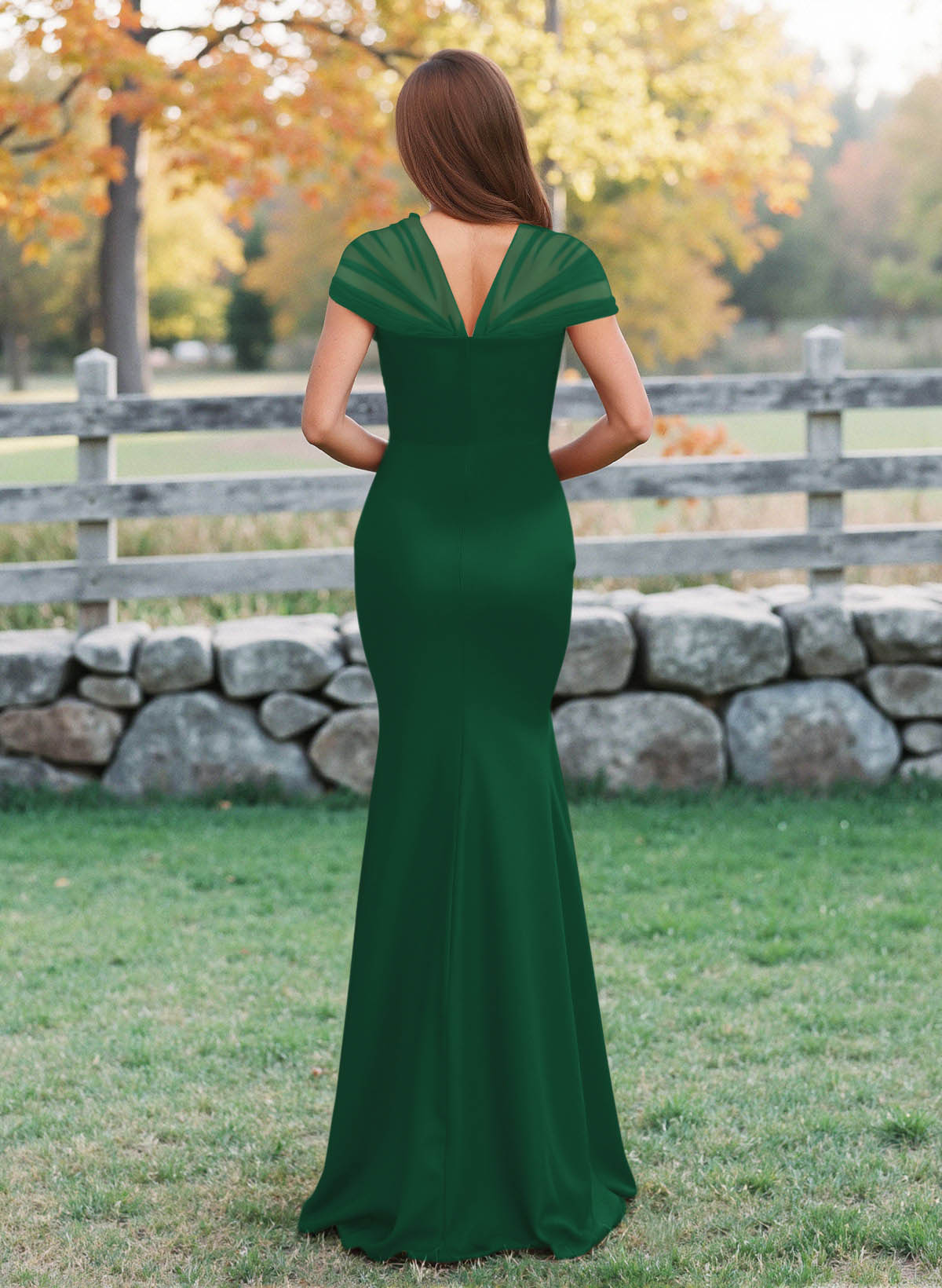 Elegant V-Neck Floor-Length Mermaid Satin/Tulle Bridesmaid Dresses, product image 33