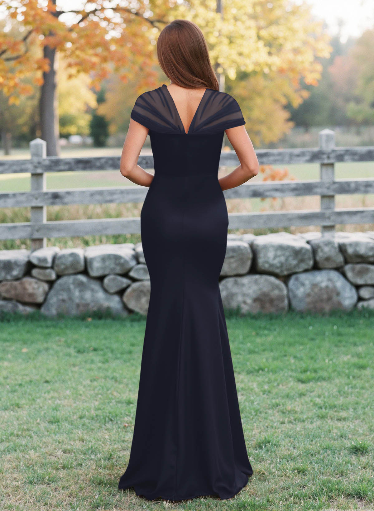 Elegant V-Neck Floor-Length Mermaid Satin/Tulle Bridesmaid Dresses, product image 36