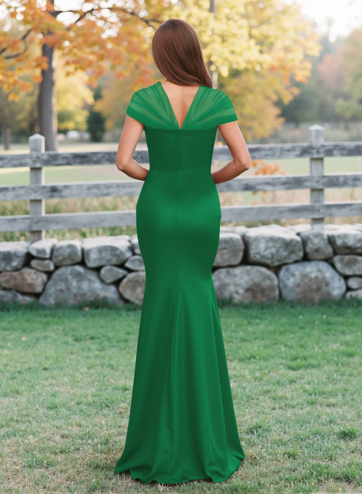 Elegant V-Neck Floor-Length Mermaid Satin/Tulle Bridesmaid Dresses, product image 156