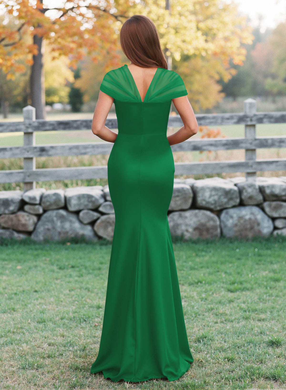 Elegant V-Neck Floor-Length Mermaid Satin/Tulle Bridesmaid Dresses, product image 156