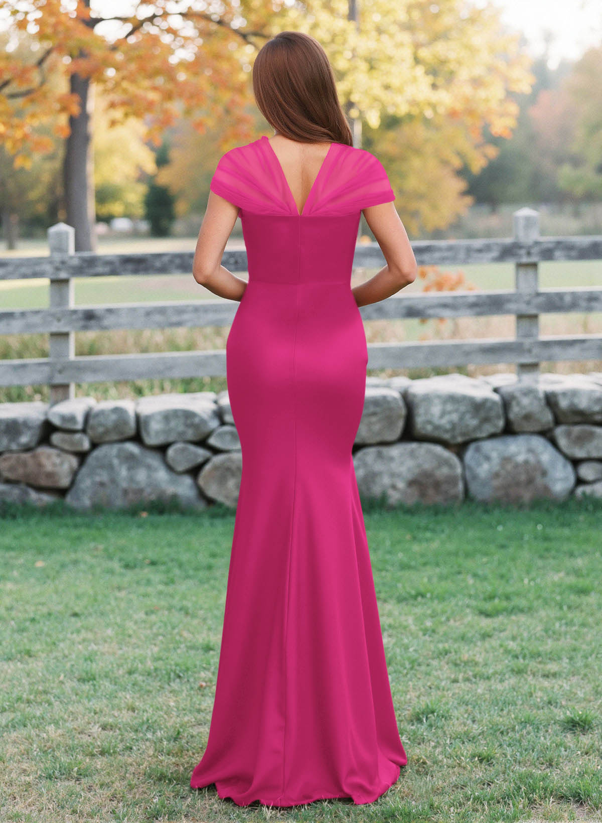 Elegant V-Neck Floor-Length Mermaid Satin/Tulle Bridesmaid Dresses, product image 51