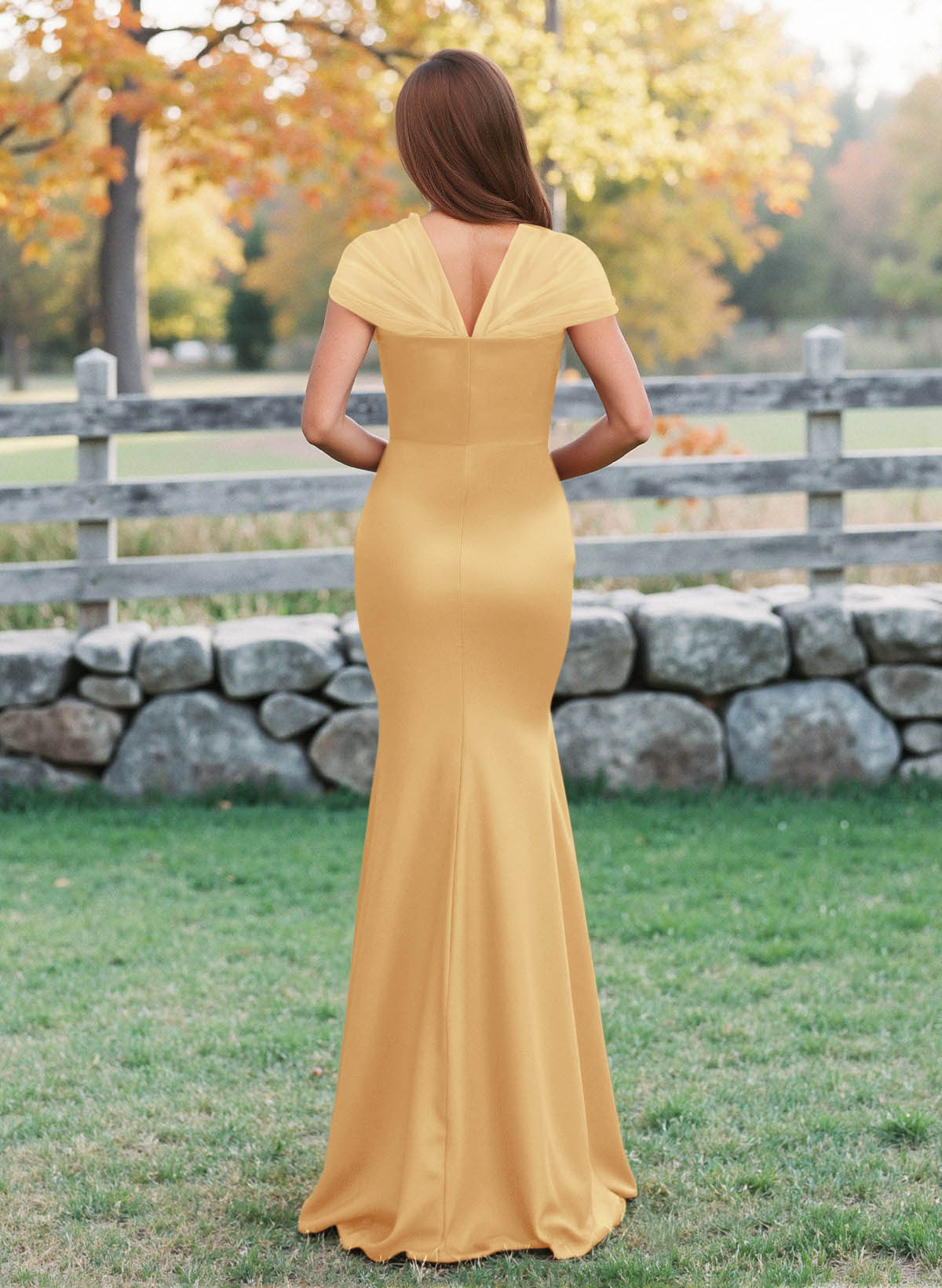 Elegant V-Neck Floor-Length Mermaid Satin/Tulle Bridesmaid Dresses, product image 174