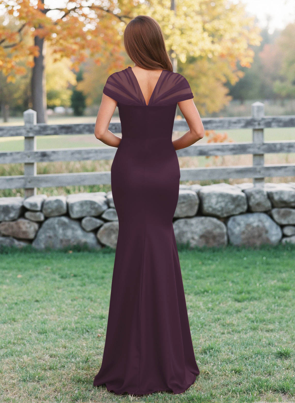 Elegant V-Neck Floor-Length Mermaid Satin/Tulle Bridesmaid Dresses, product image 54