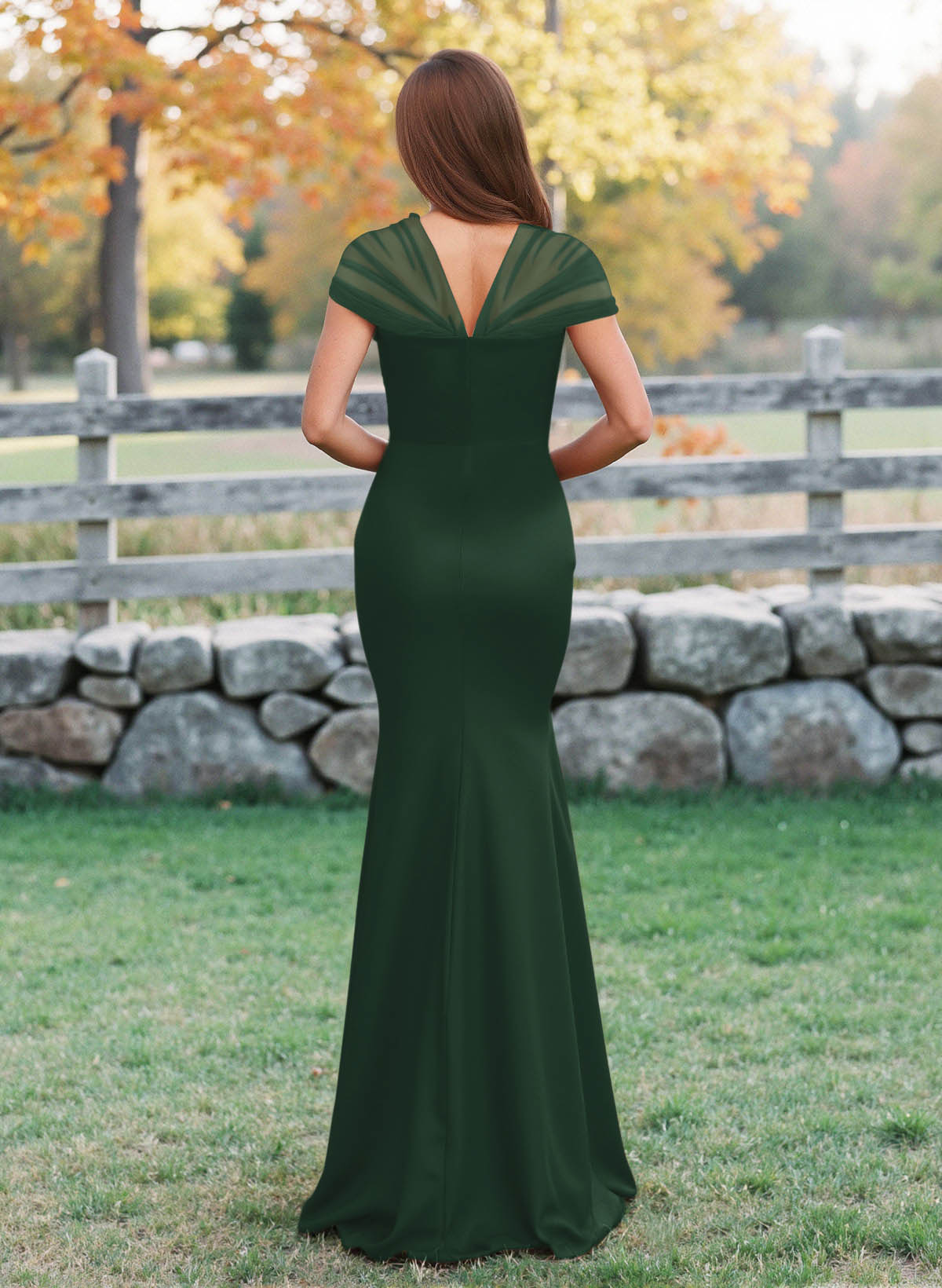 Elegant V-Neck Floor-Length Mermaid Satin/Tulle Bridesmaid Dresses, product image 60