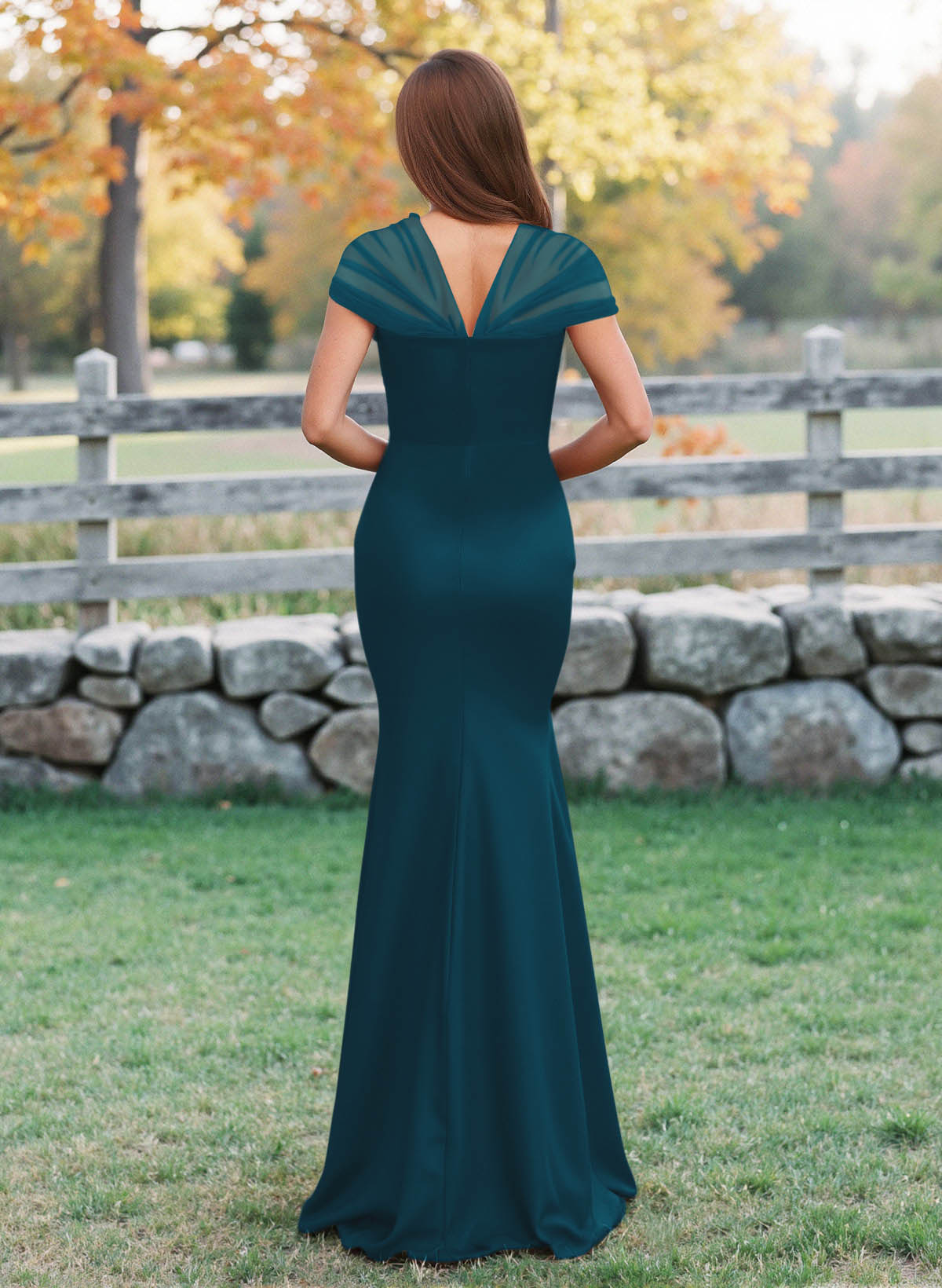 Elegant V-Neck Floor-Length Mermaid Satin/Tulle Bridesmaid Dresses, product image 63