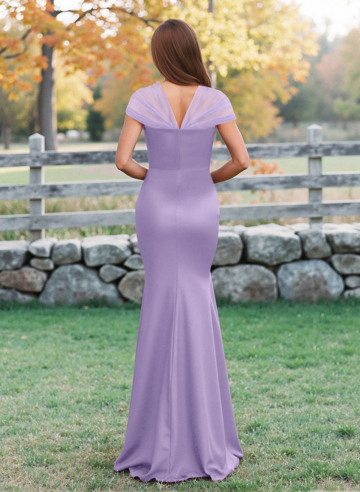 Elegant V-Neck Floor-Length Mermaid Satin/Tulle Bridesmaid Dresses, product image 171
