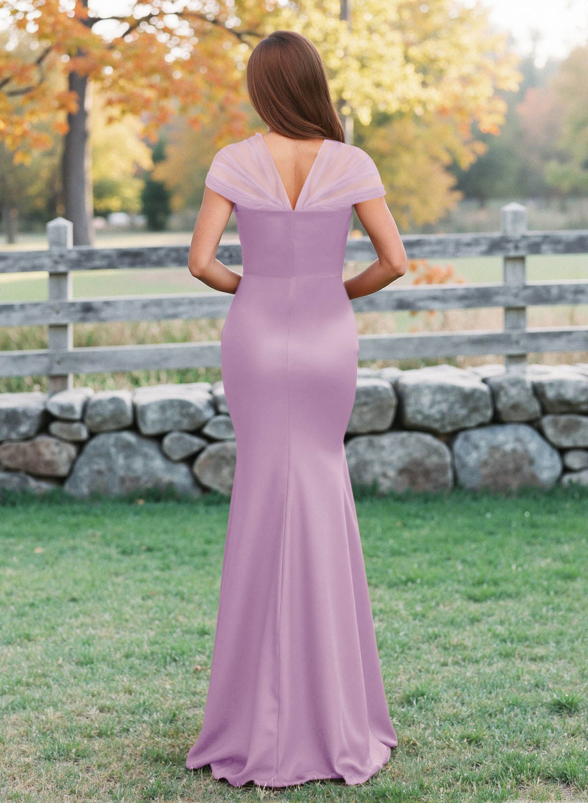 Elegant V-Neck Floor-Length Mermaid Satin/Tulle Bridesmaid Dresses, product image 72